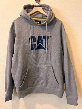 Caterpillar CAT Men's Gray Pullover Hoodie Embroidered Front Size XXL